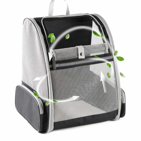 Other - Portable Grey Pet Carrier Backpack with Mesh Ventilation